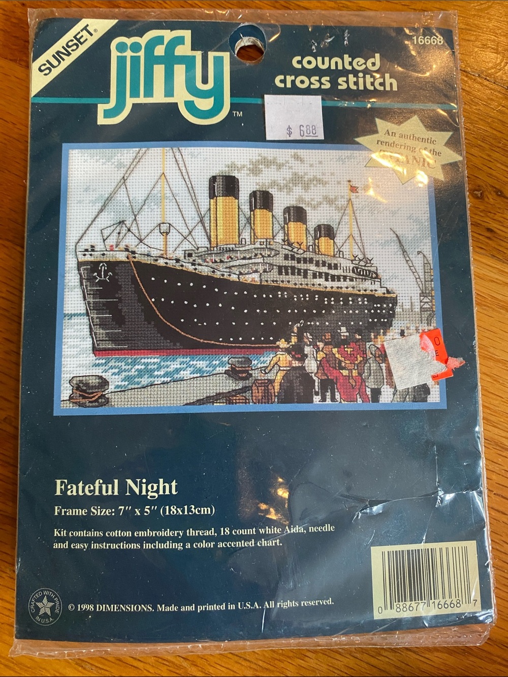 Sunset Jiffy Counted Cross Stitch "Fateful Night" - Titanic Ship Design